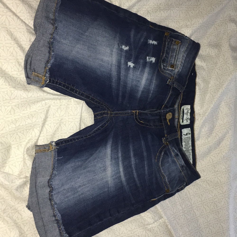Indigo Rein Jean Shorts Ripped Distressed cut off